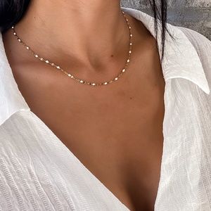 Dainty Gold/White Beaded Necklace - Tarnish Free